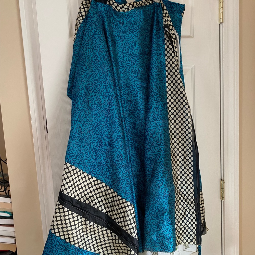 DGY recycled sari maxi wrap skirt in size Plus.